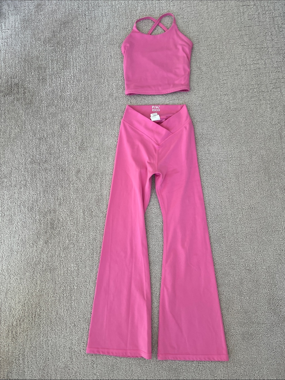 PacSun kids Pink Crisscross tank top and Flared Pants Set
